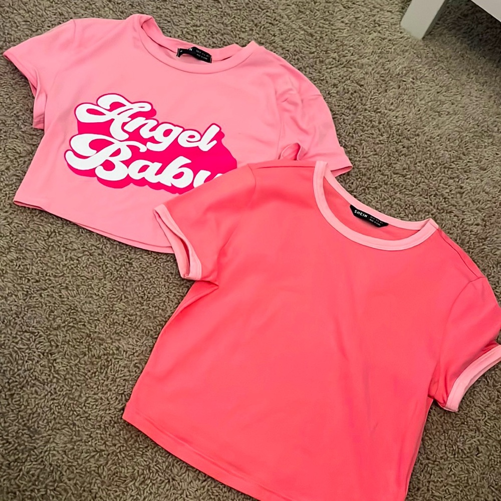 pink cropped tees